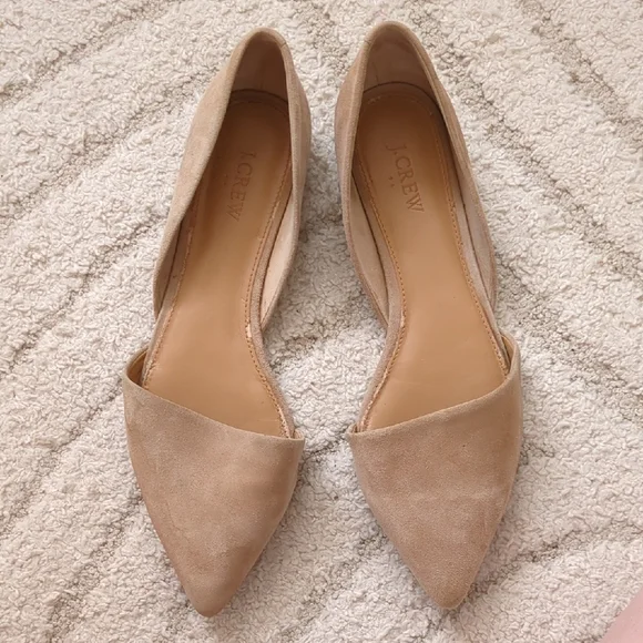 J. Crew Tan Suede Pointed-Toe Flats - Picture 2 of 6